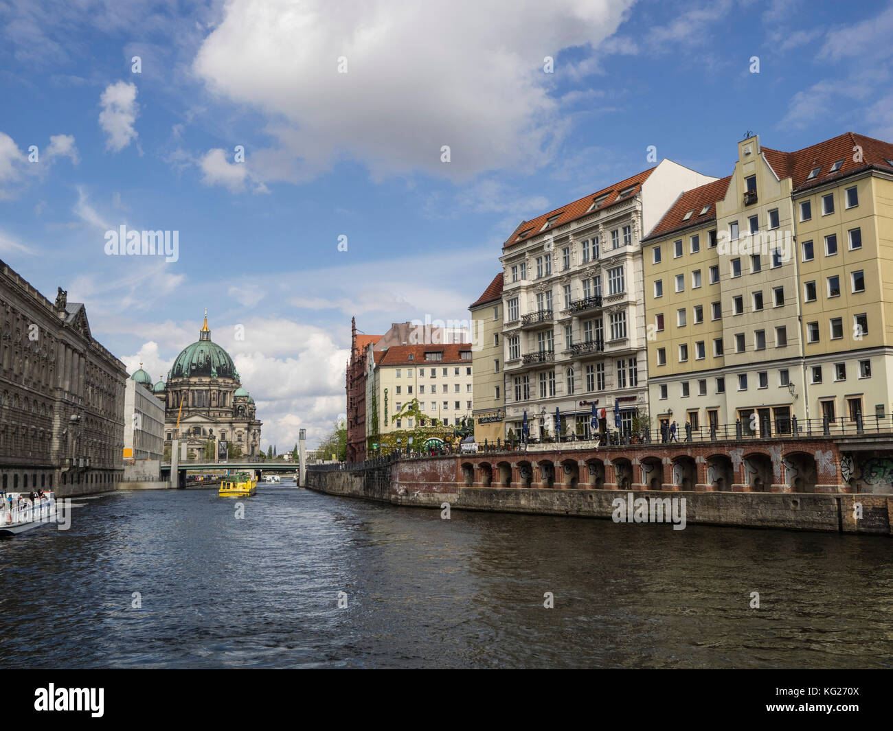 View towards the Cathedral from the River Spree, Berlin, Germany, Europe Stock Photo