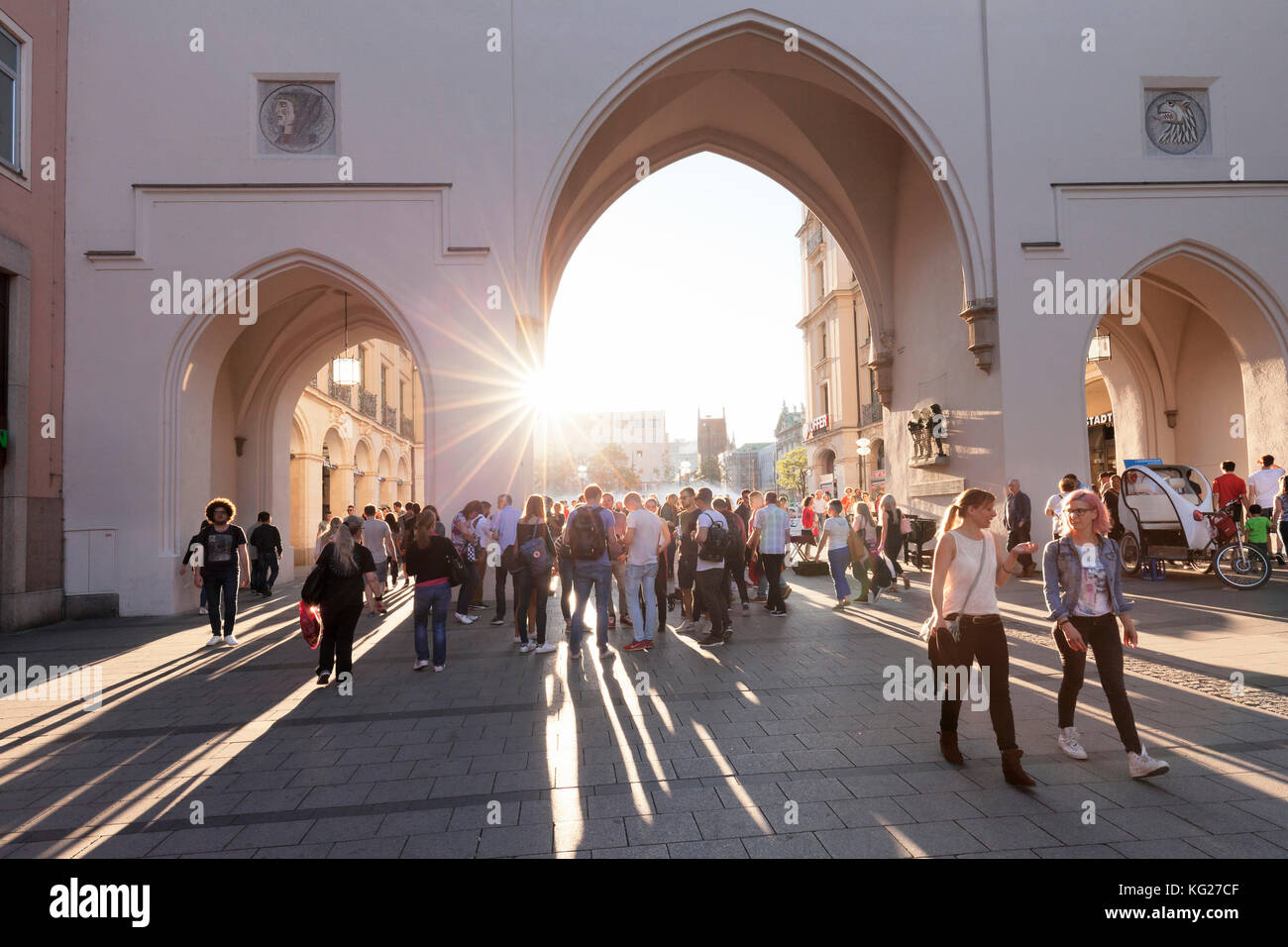 Karlstor gate, Stachus, Neuhauser Street, Munich, Bavaria, Germany, Europe Stock Photo