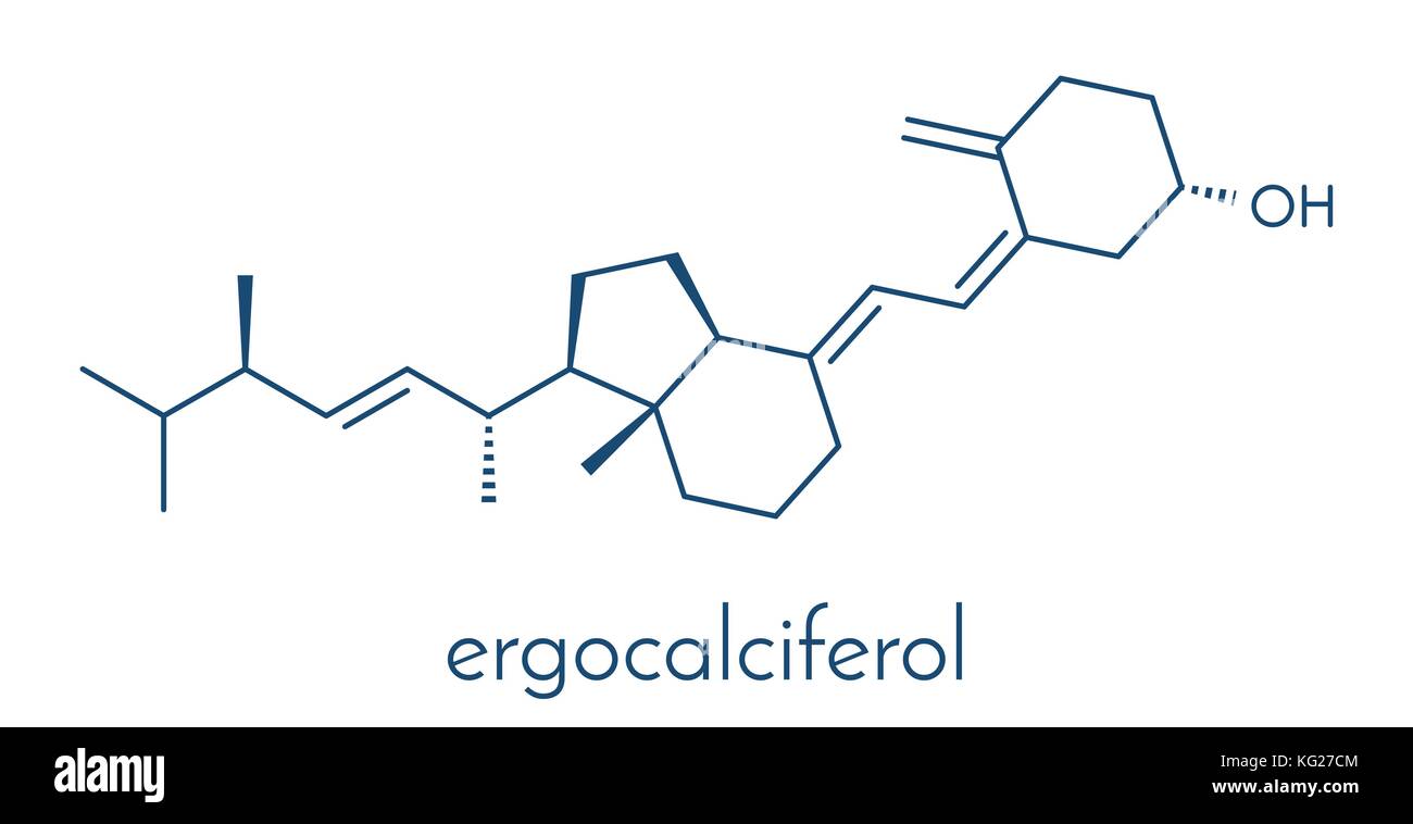 Ergocalciferol (vitamin D2) molecule. Skeletal formula. Stock Vector