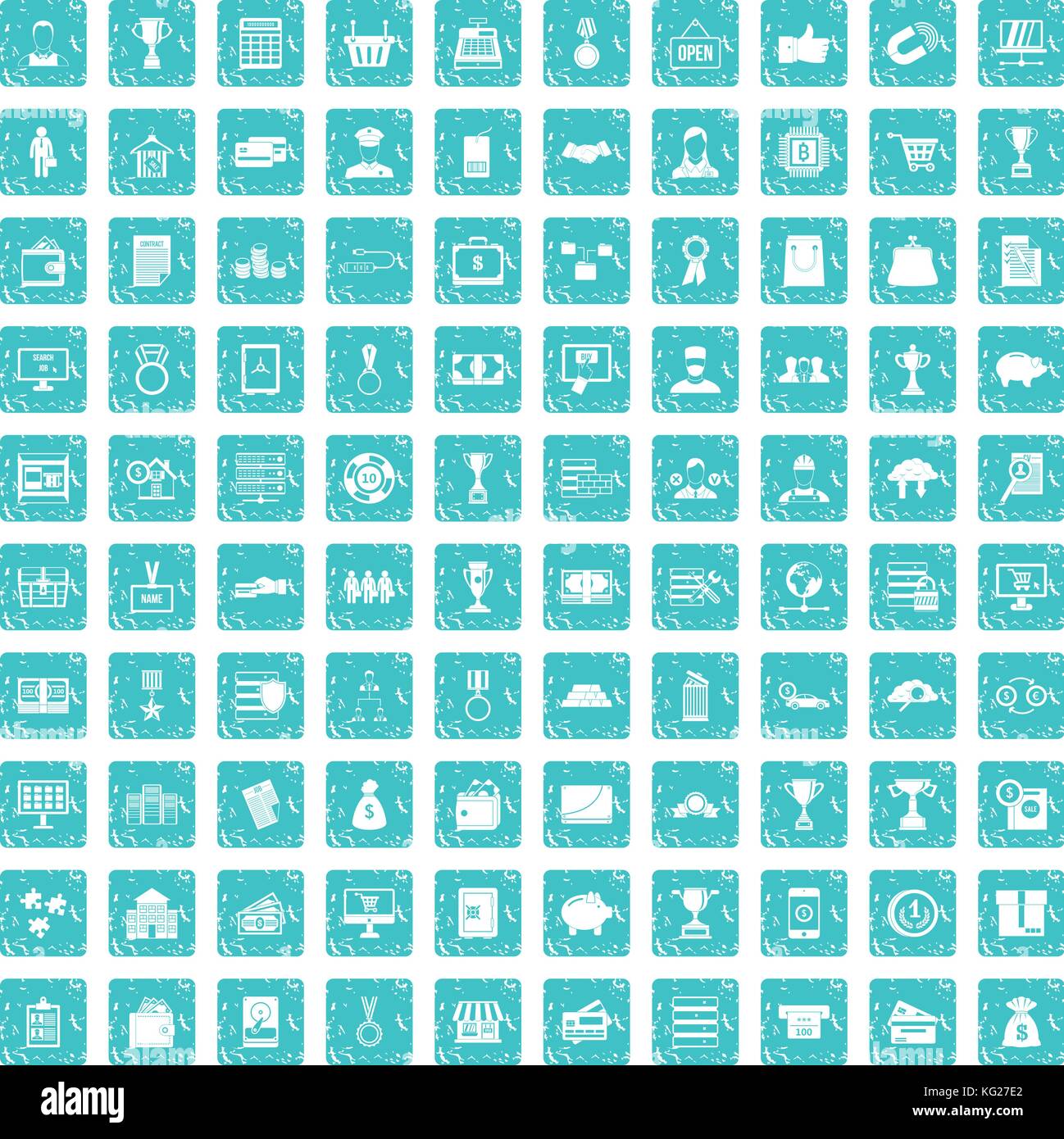 100 business icons set grunge blue Stock Vector Image & Art - Alamy