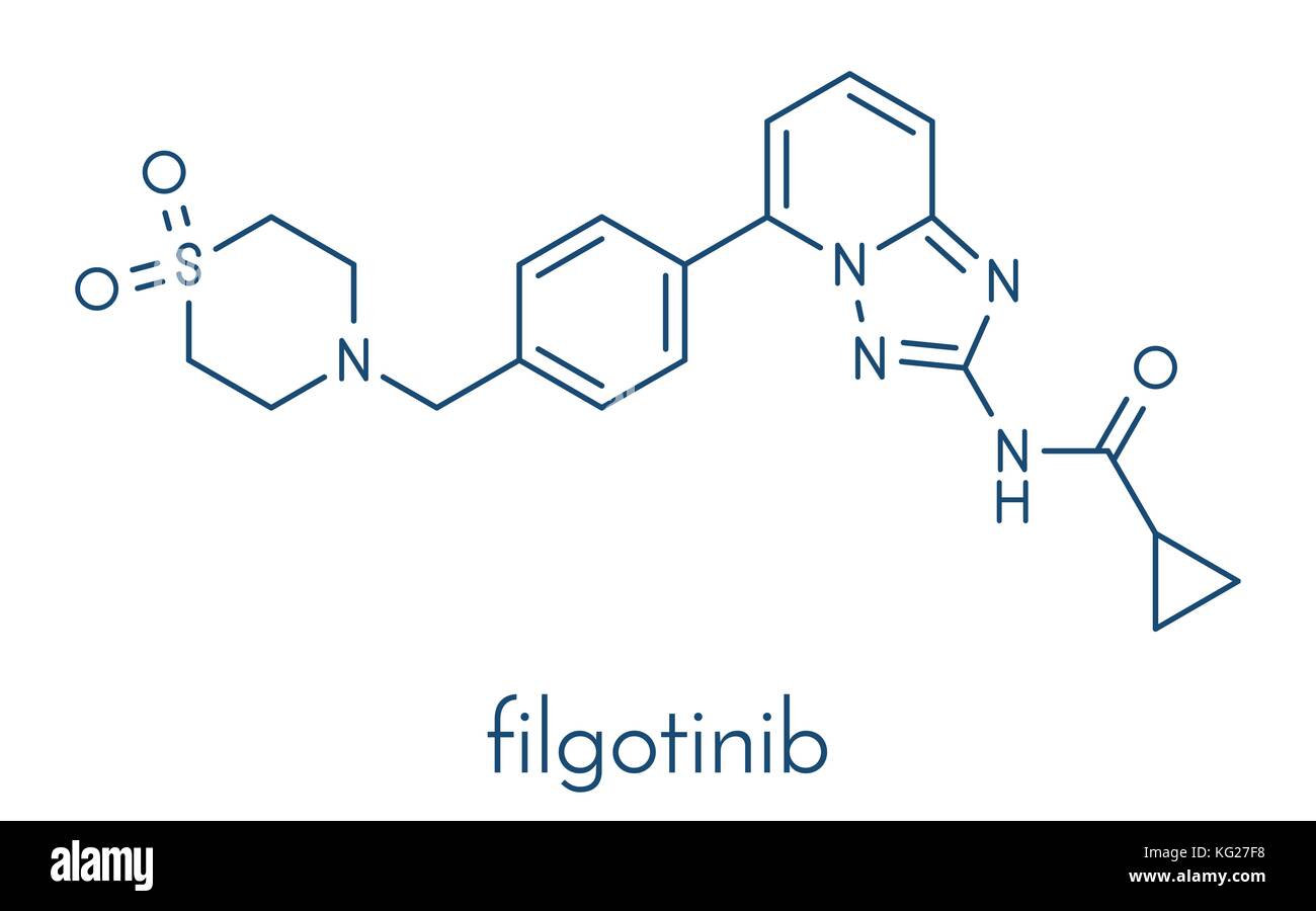 Filgotinib antiinflammatory drug molecule. Janus kinase 1 inhibitor
