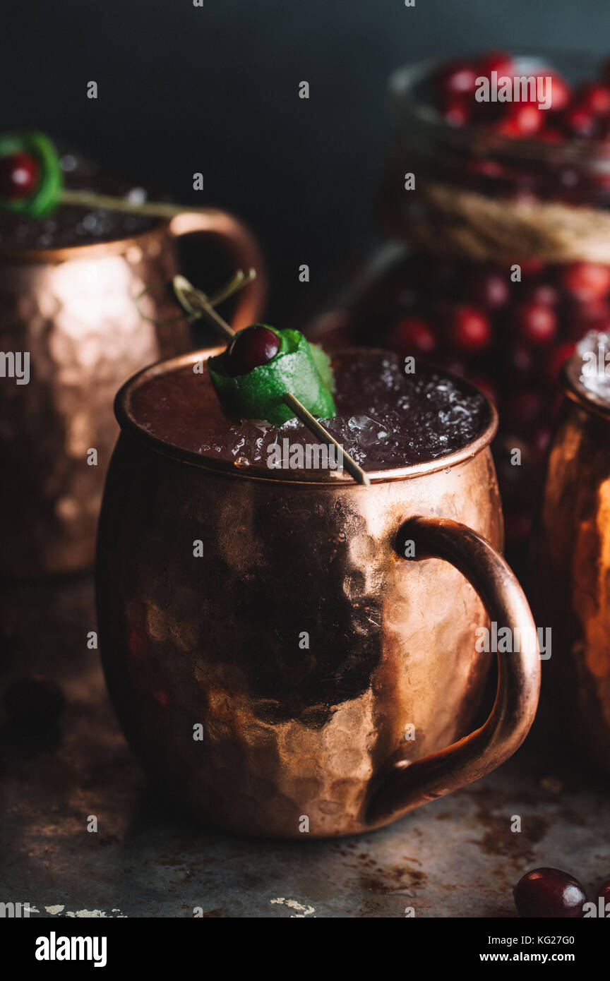 Moscow Mule cocktails on dark moody background Stock Photo - Alamy