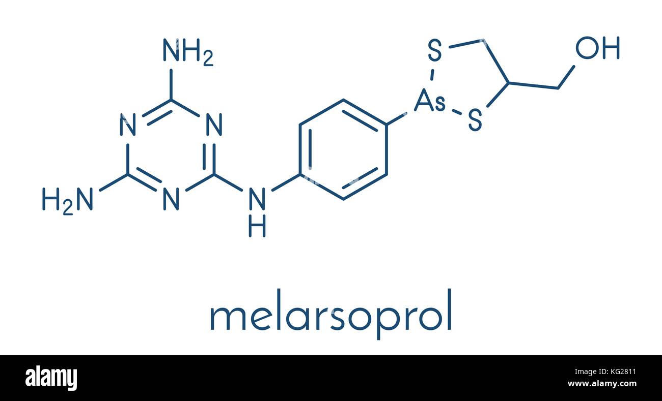 Melarsoprol trypanosomiasis drug molecule. Skeletal formula. Stock Vector