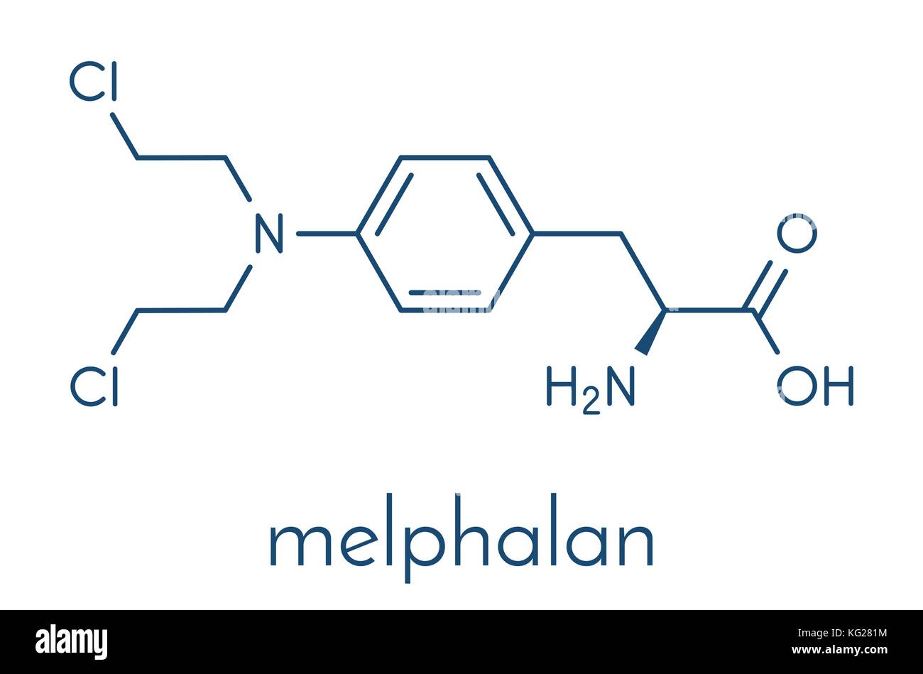Melphalan cancer chemotherapy drug molecule. Skeletal formula Stock ...
