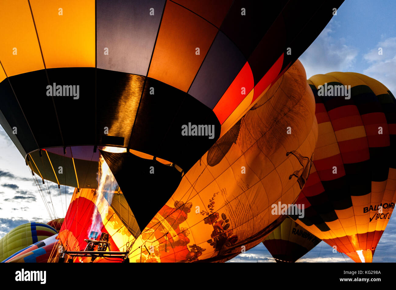 Inflating hot air balloon with flame, Albuquerque International Balloon