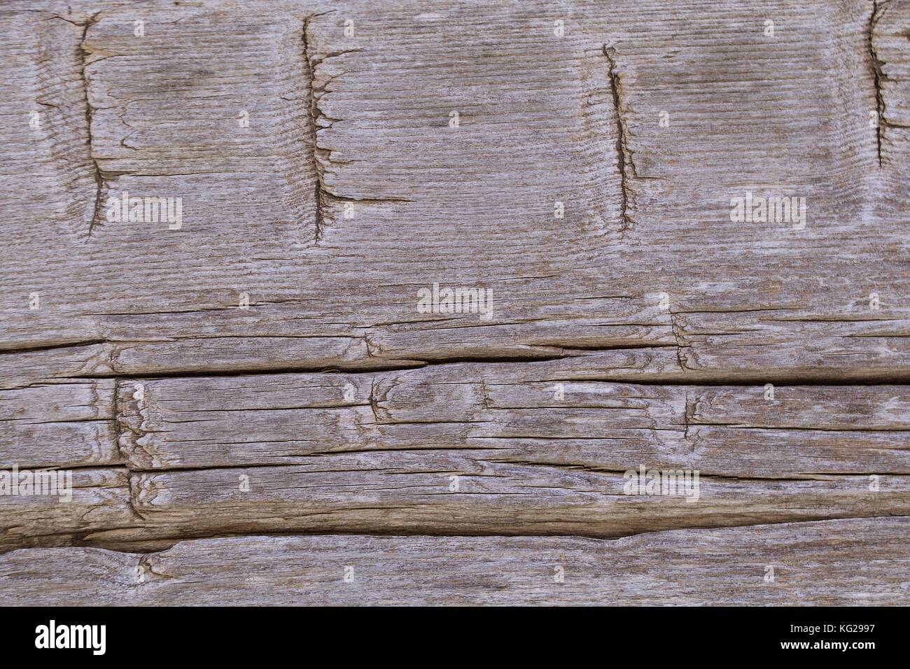 Notched nineteenth century cabin wood background Stock Photo