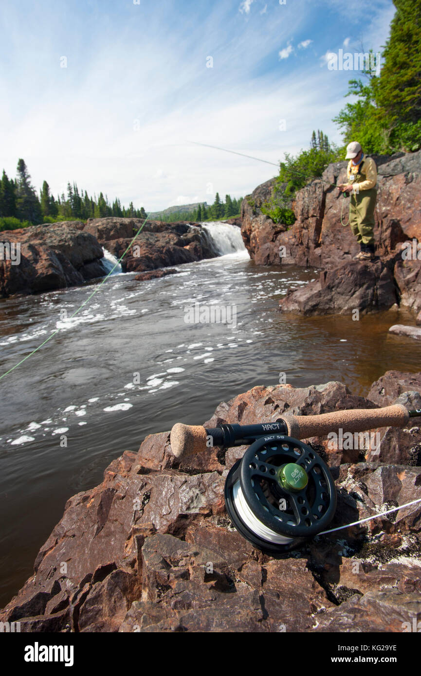 Flyfishing brook trout stream in Labrador Stock Photo Alamy