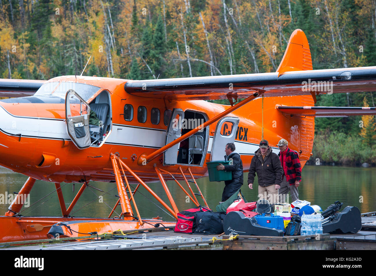 Loading floatplane for fly in trip Stock Photo