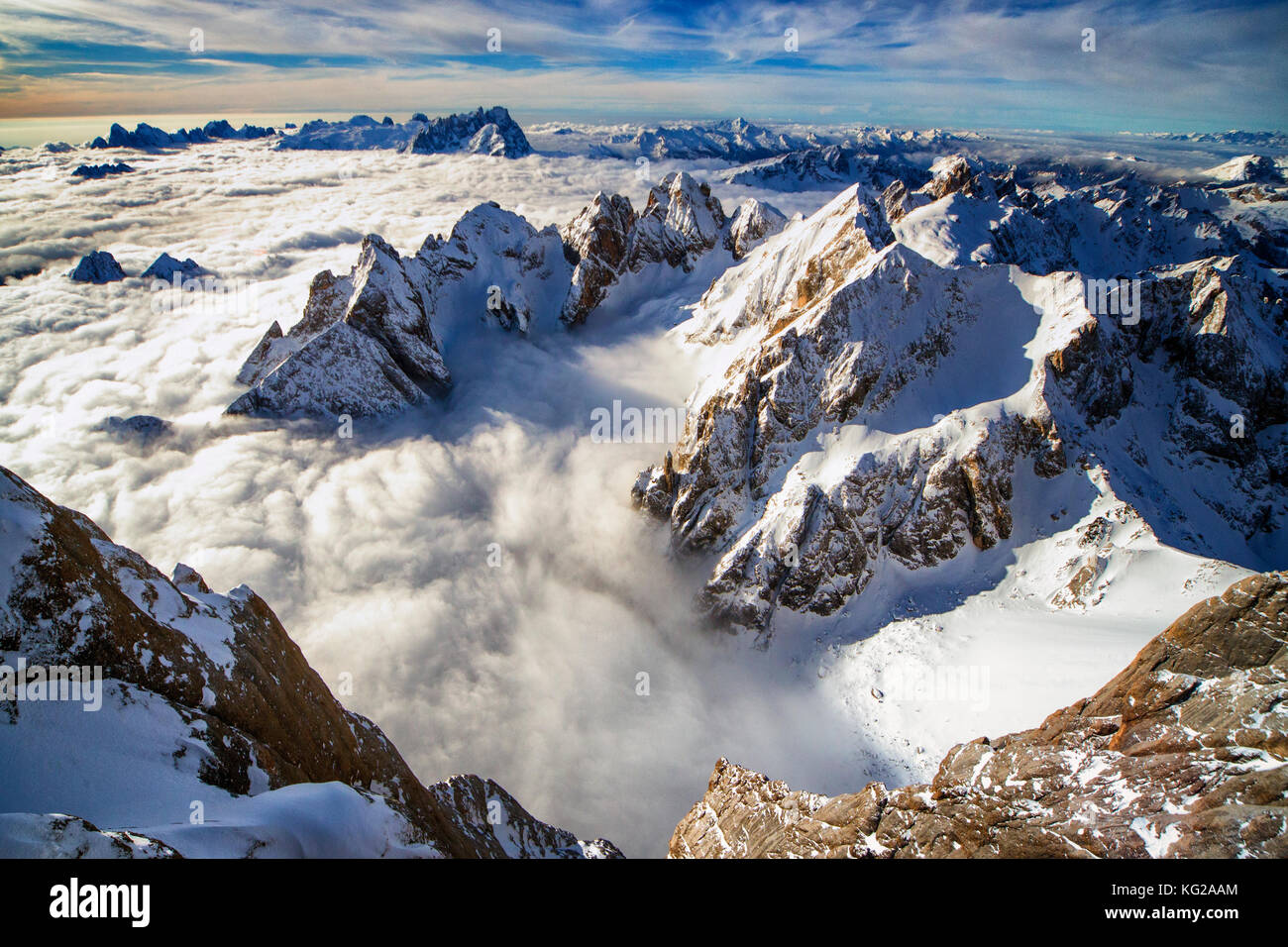 view from the top of dolomites, mr marmolada Stock Photo