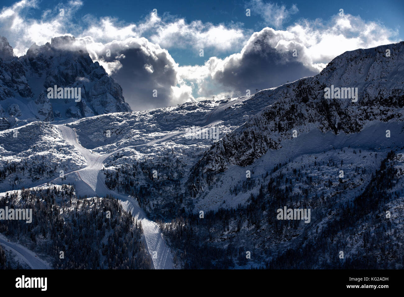 ski resort landscape with good winter weather Stock Photo