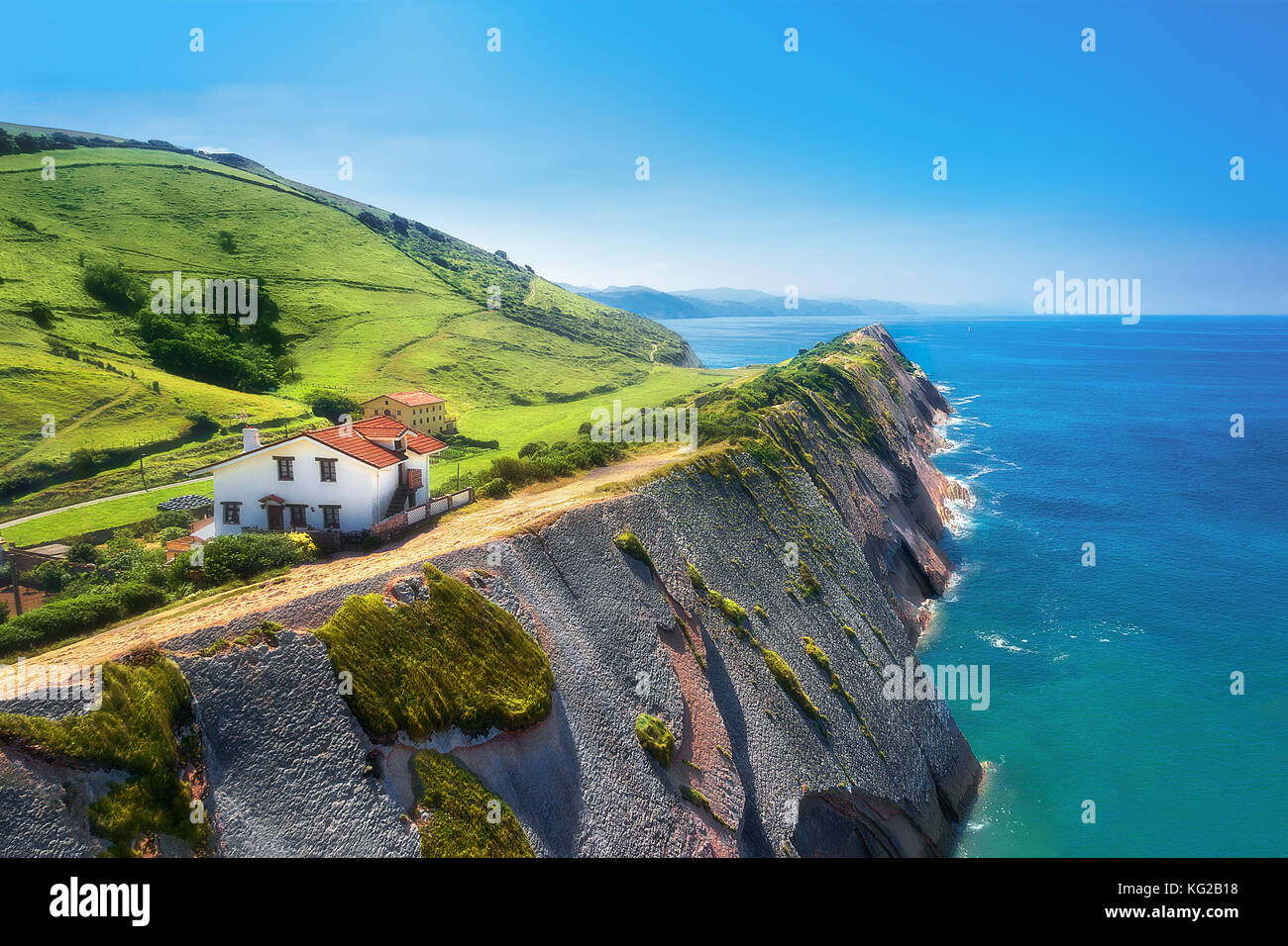 flysch in Zumaia coatline in the Basque Country Stock Photo
