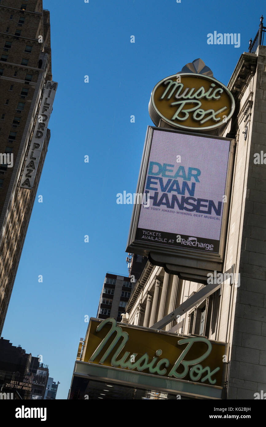 Music Box Theatre Marquee, Times Square, New York City, USA Stock Photo