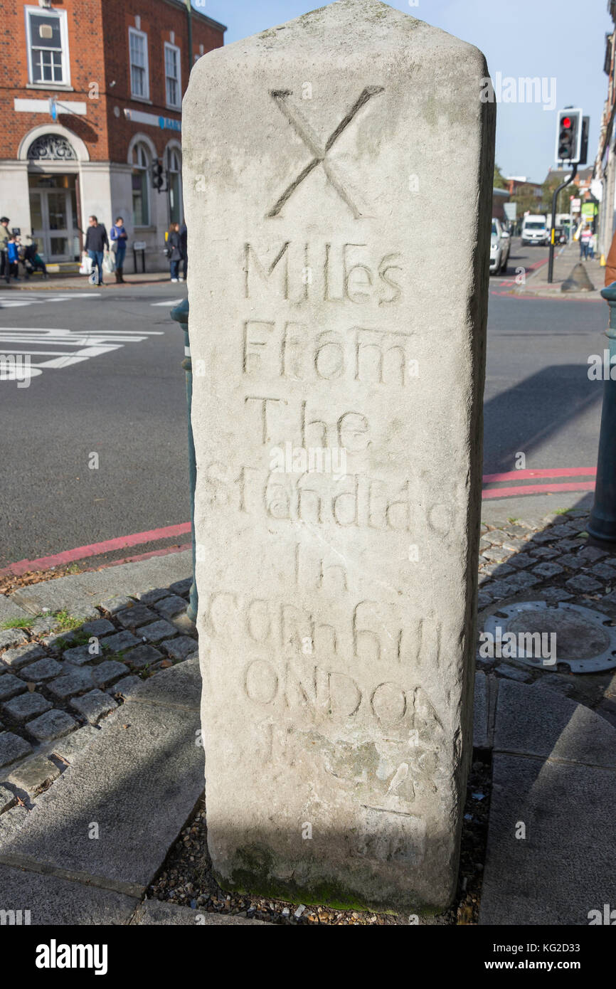 Ancient milestone at The Triangle, Upper Richmond Road, East Sheen