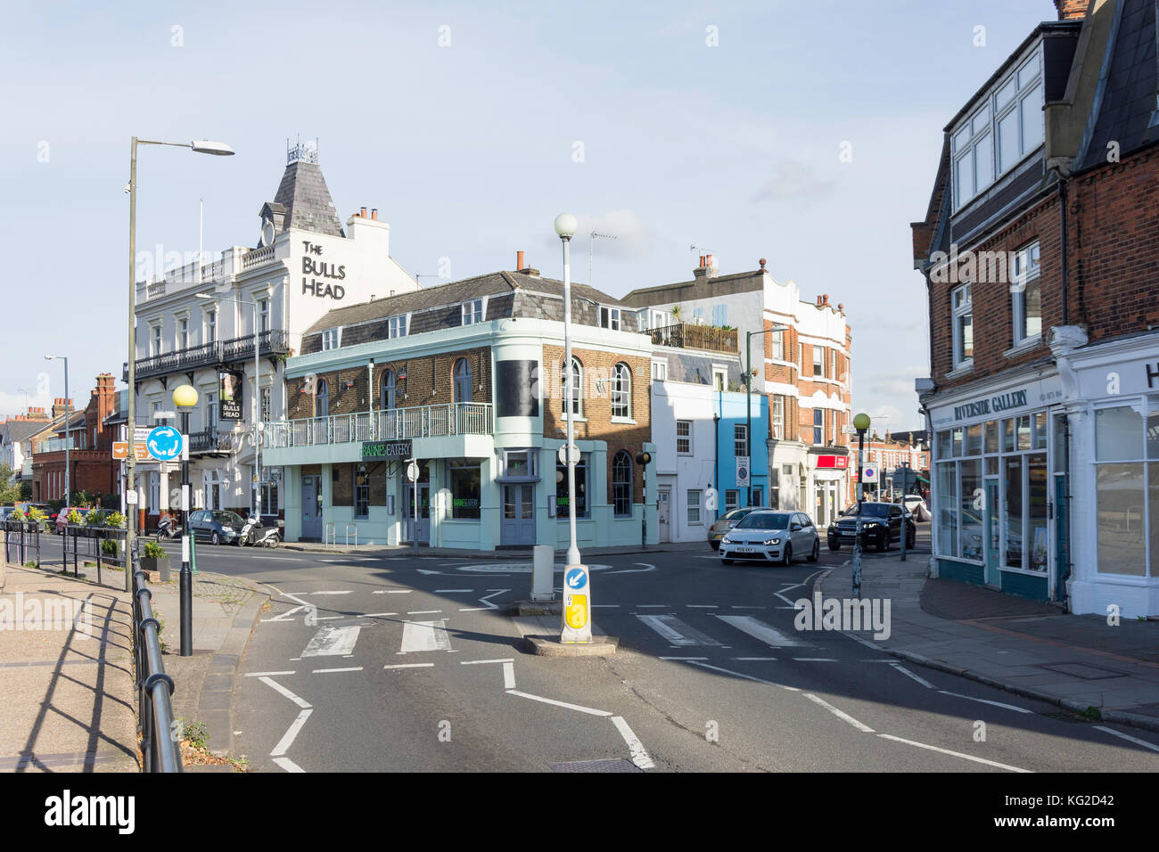 Corner of The Terrace and Barnes High Street, Barnes, London Borough of Richmond upon Thames, Greater London, England, United Kingdom Stock Photo