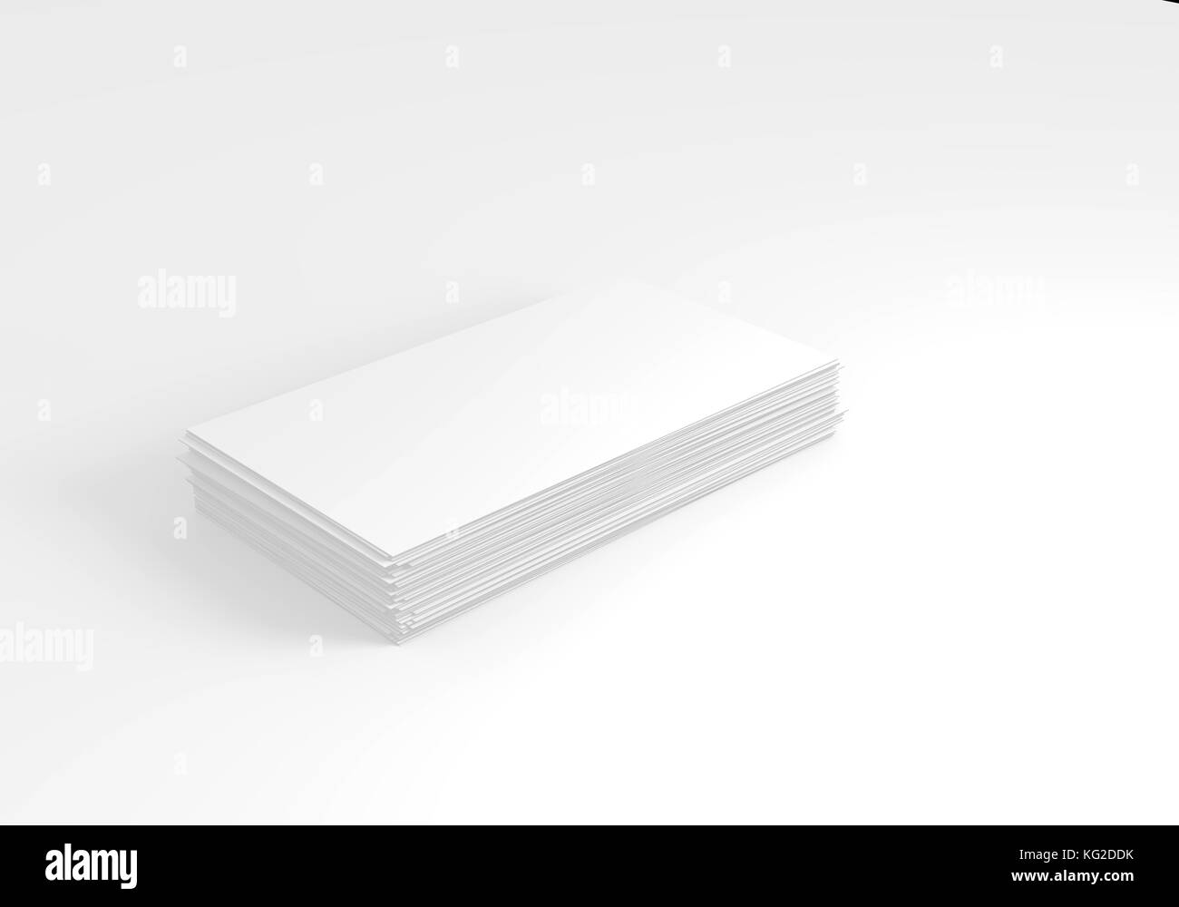 Pack of empty business card on white background for your Mock up. Stock Photo