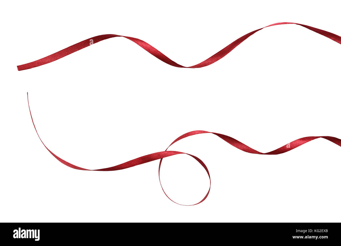 Set of red silk ribbons isolated on white Stock Photo - Alamy