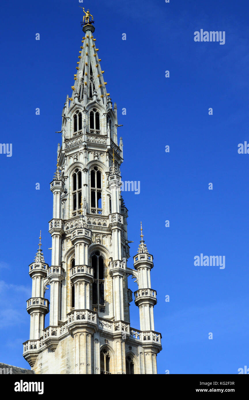 The Brabantine Gothic Architecture Of Belfry Tower Of City Of Brussels ...