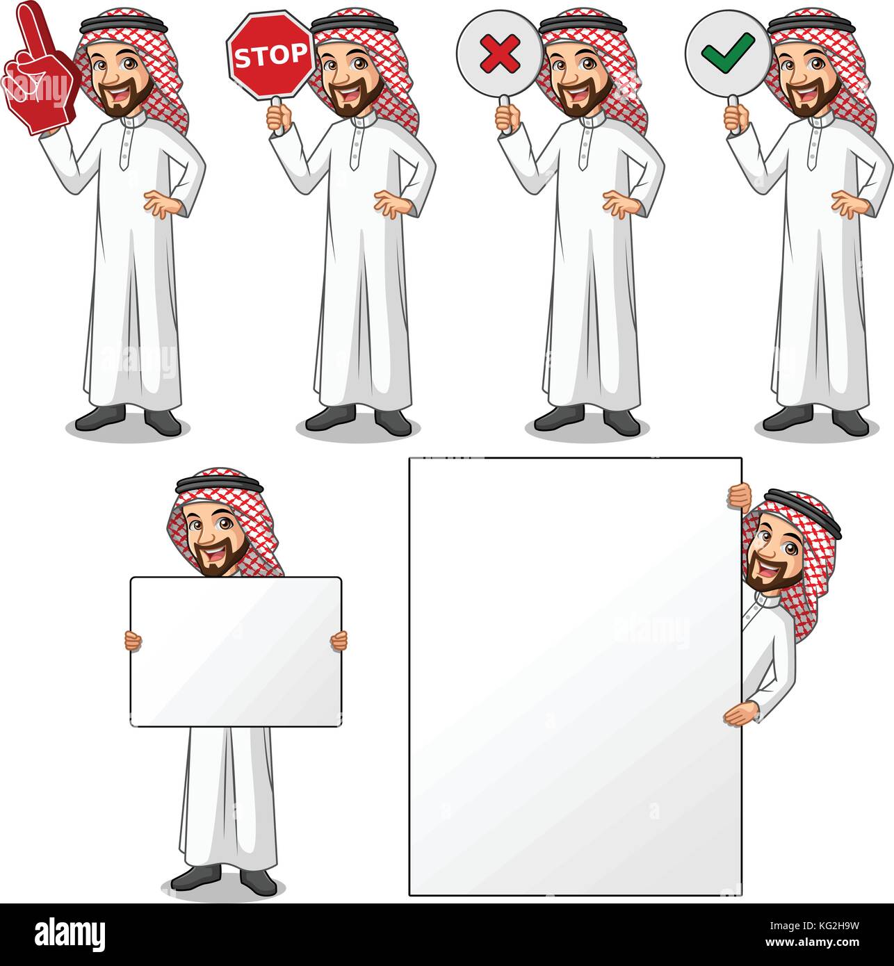 Set of businessman Saudi Arab man cartoon character design holding a blank  empty sign board banner billboard card poster, number one big foam hand  Stock Vector Image & Art - Alamy