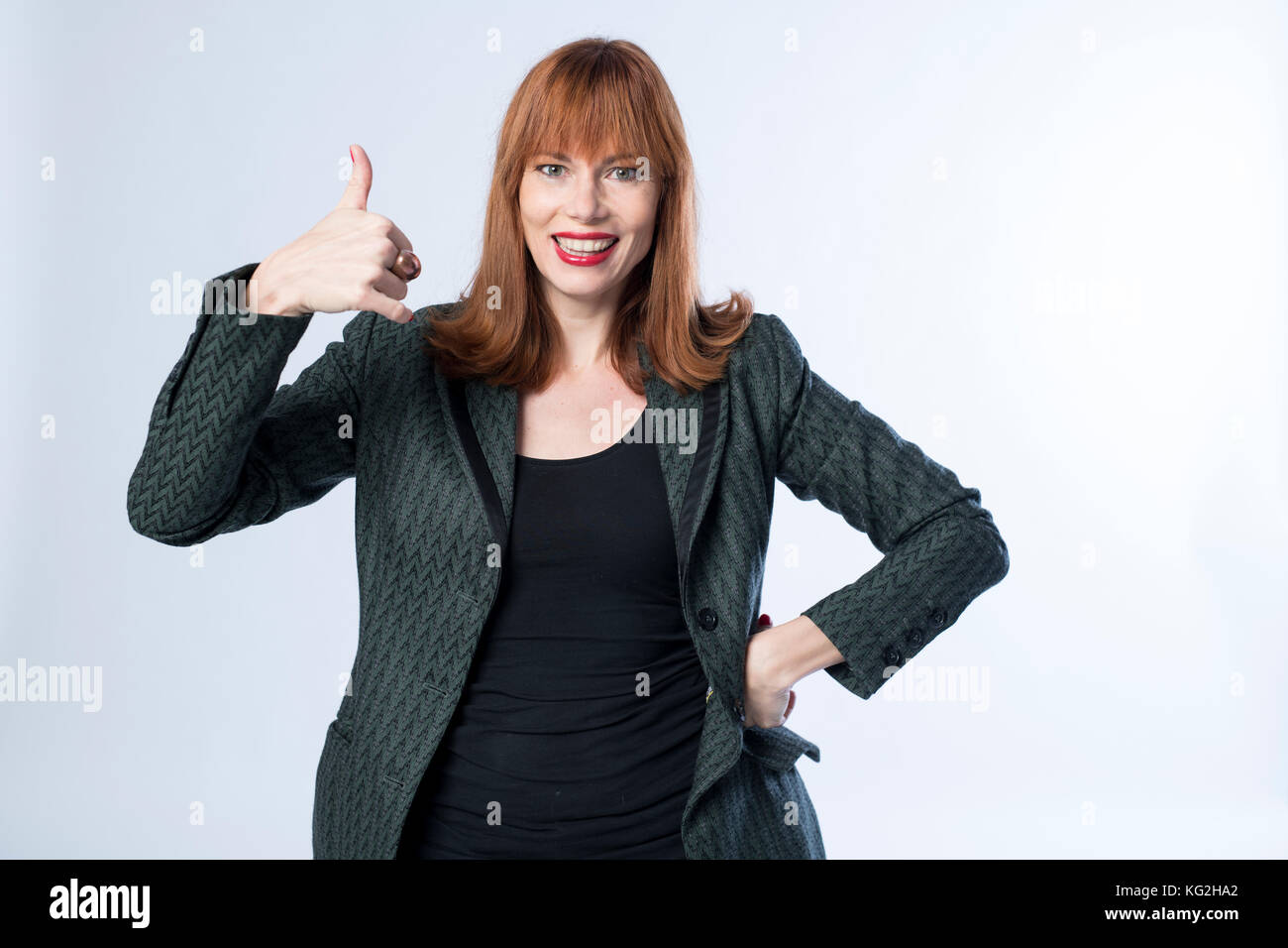 Thumbs up attractive business woman hi-res stock photography and images ...