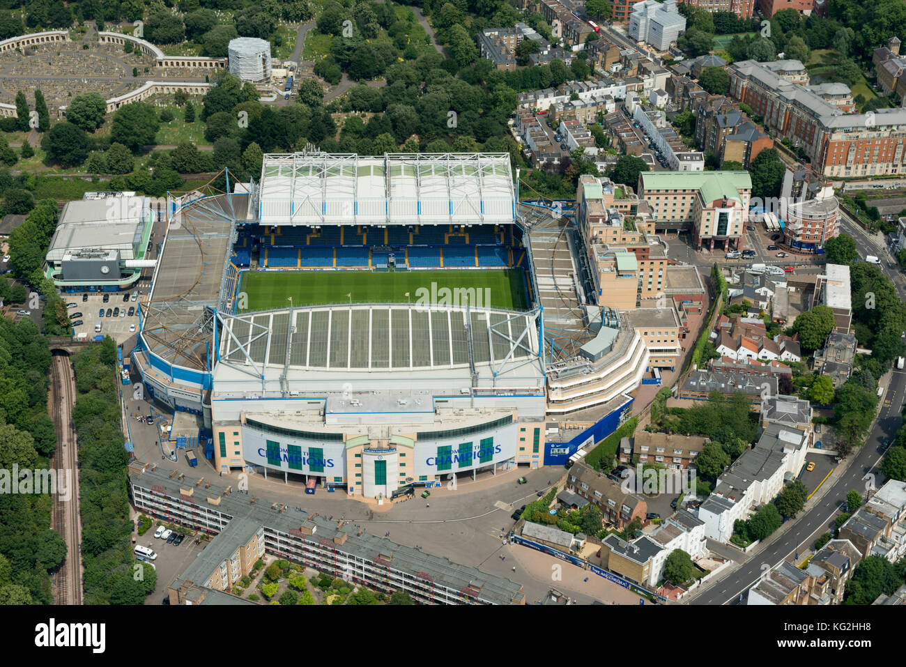 Chelsea FC ground, Stamford Bridge, aerial Stock Photo