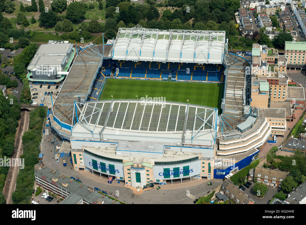 Chelsea FC ground, Stamford Bridge, aerial Stock Photo