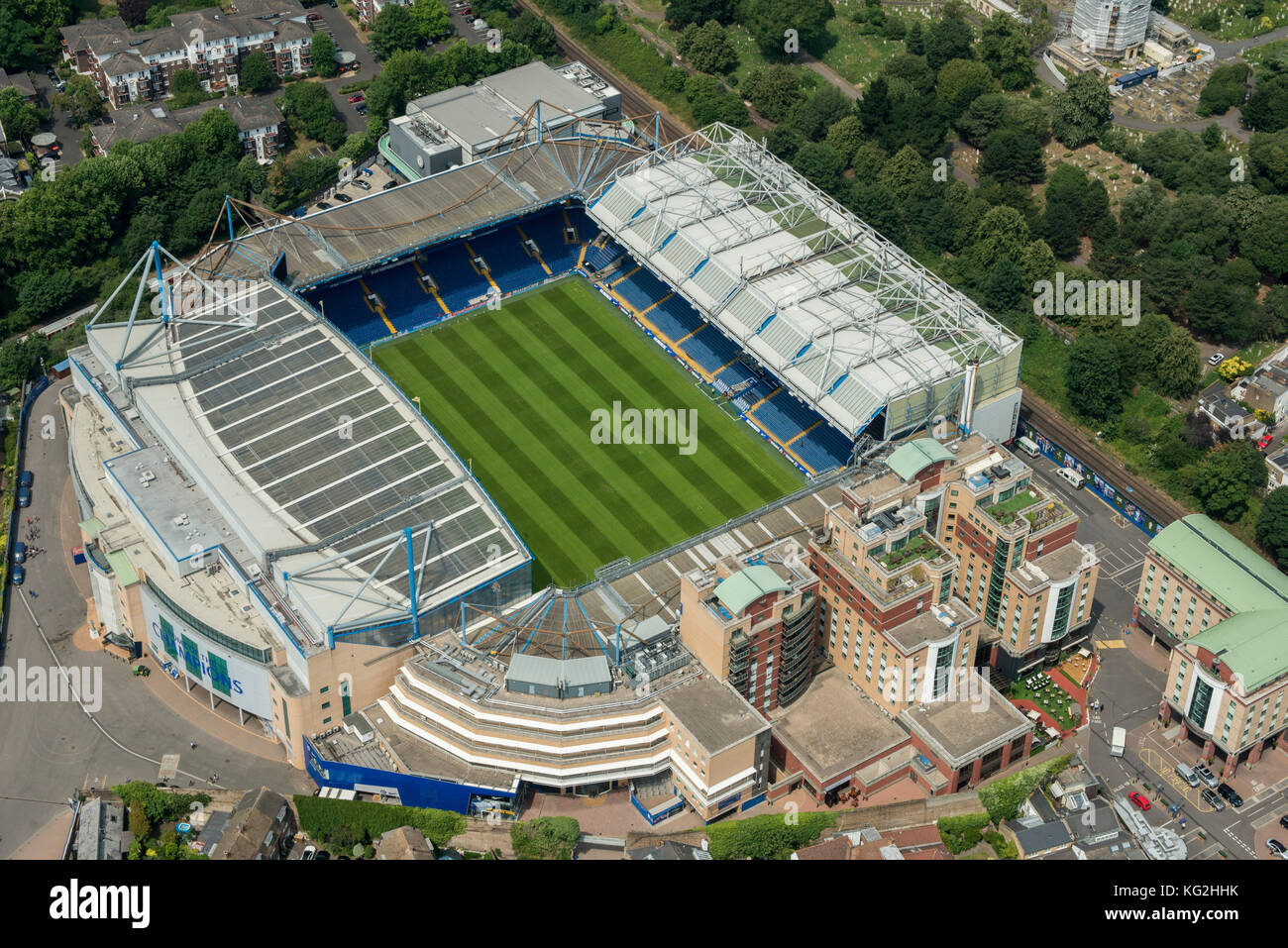Chelsea FC ground, Stamford Bridge, aerial Stock Photo