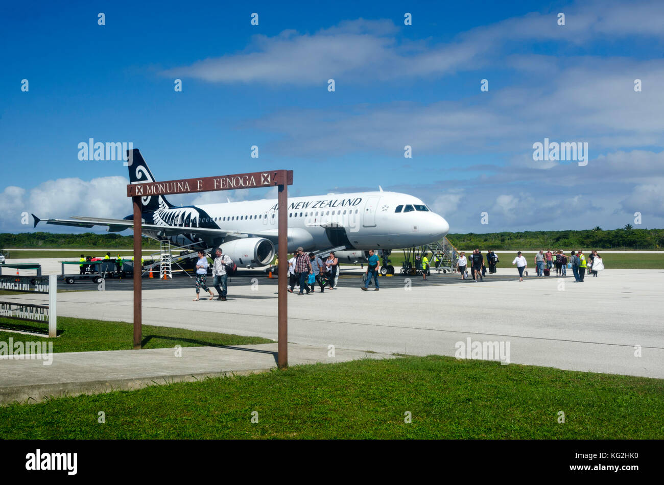 Air New Zealand Airbus A320-232 at Hanan International Airport, Alofi, Niue, South Pacific, Oceania Stock Photo