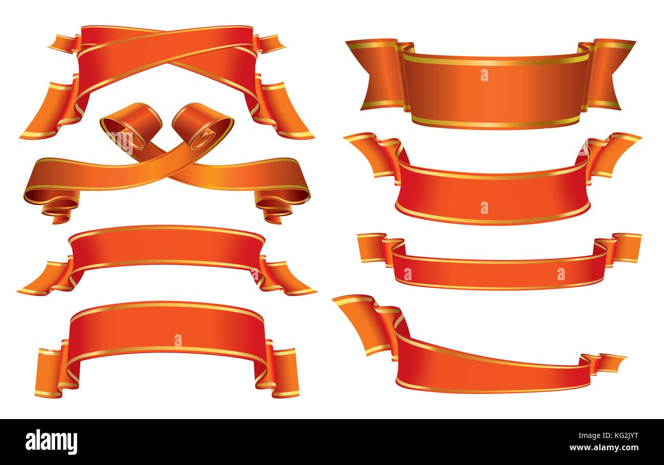 Collection of red banners and ribbons over white background Stock ...