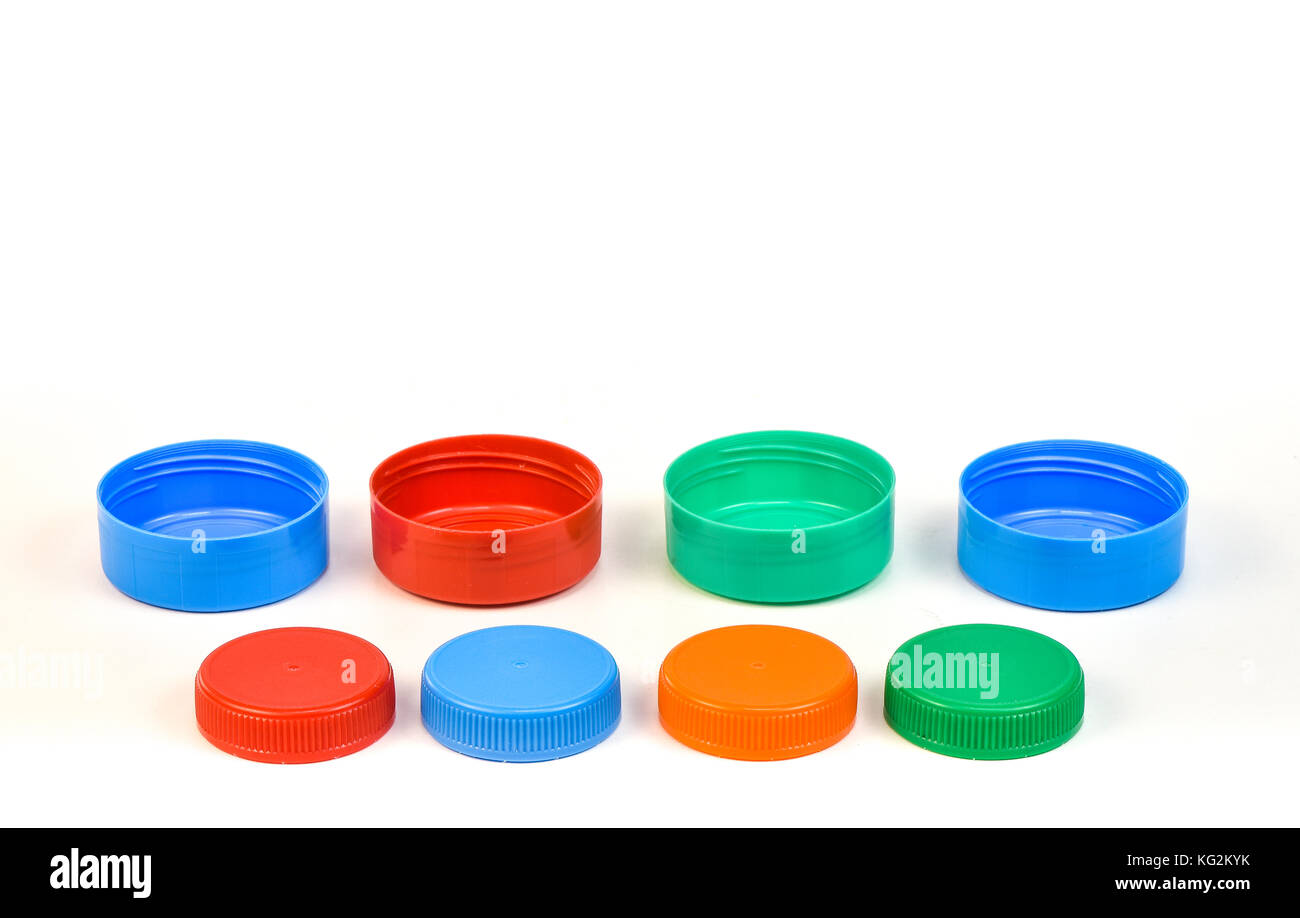 Plastic bottle screw caps isolated on white background Stock Photo Alamy