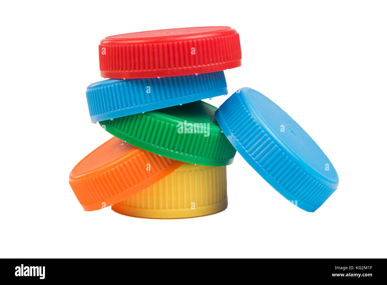Plastic bottle screw caps isolated on white background Stock Photo Alamy