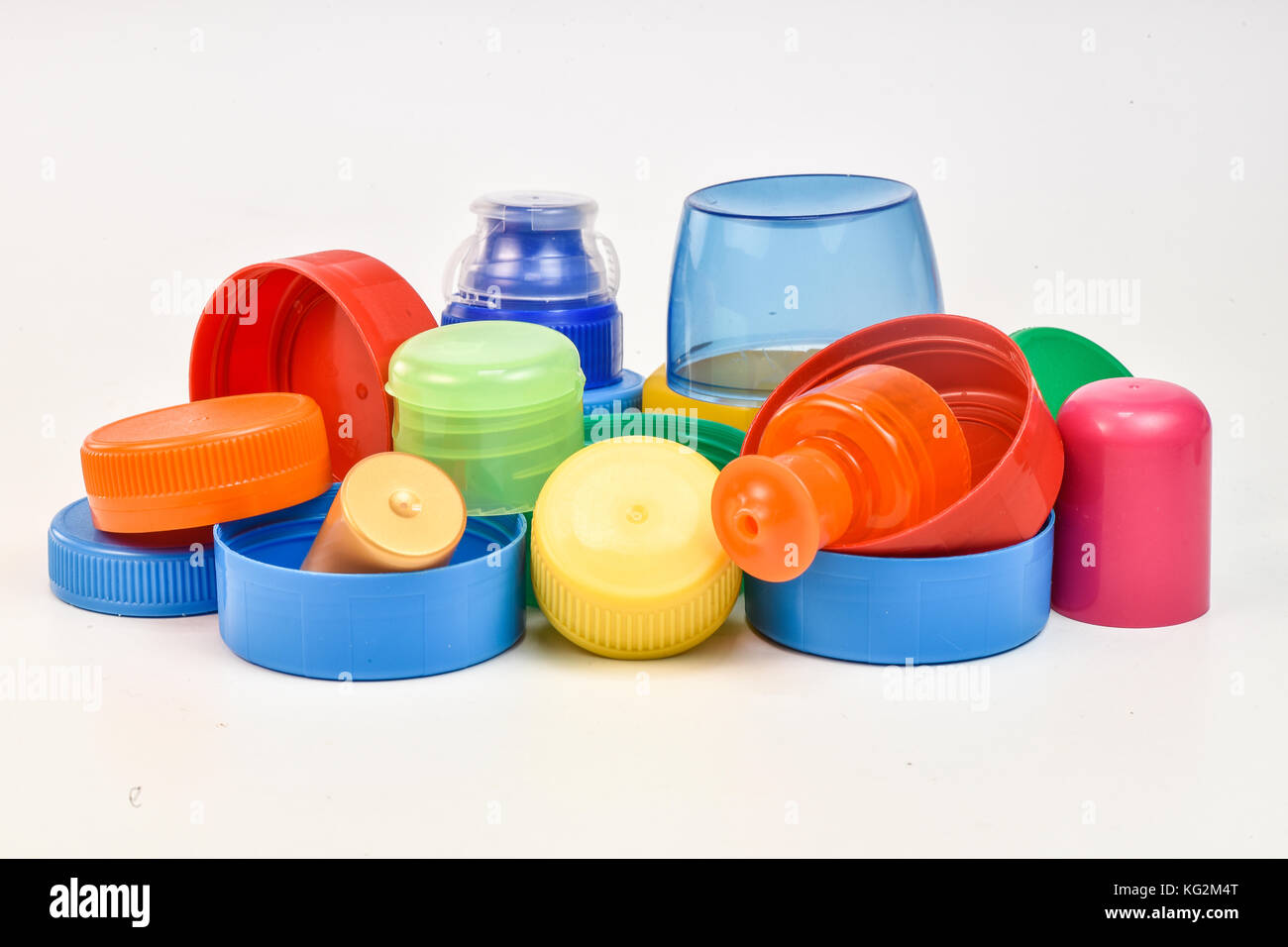 Plastic bottle screw caps isolated on white background Stock Photo Alamy