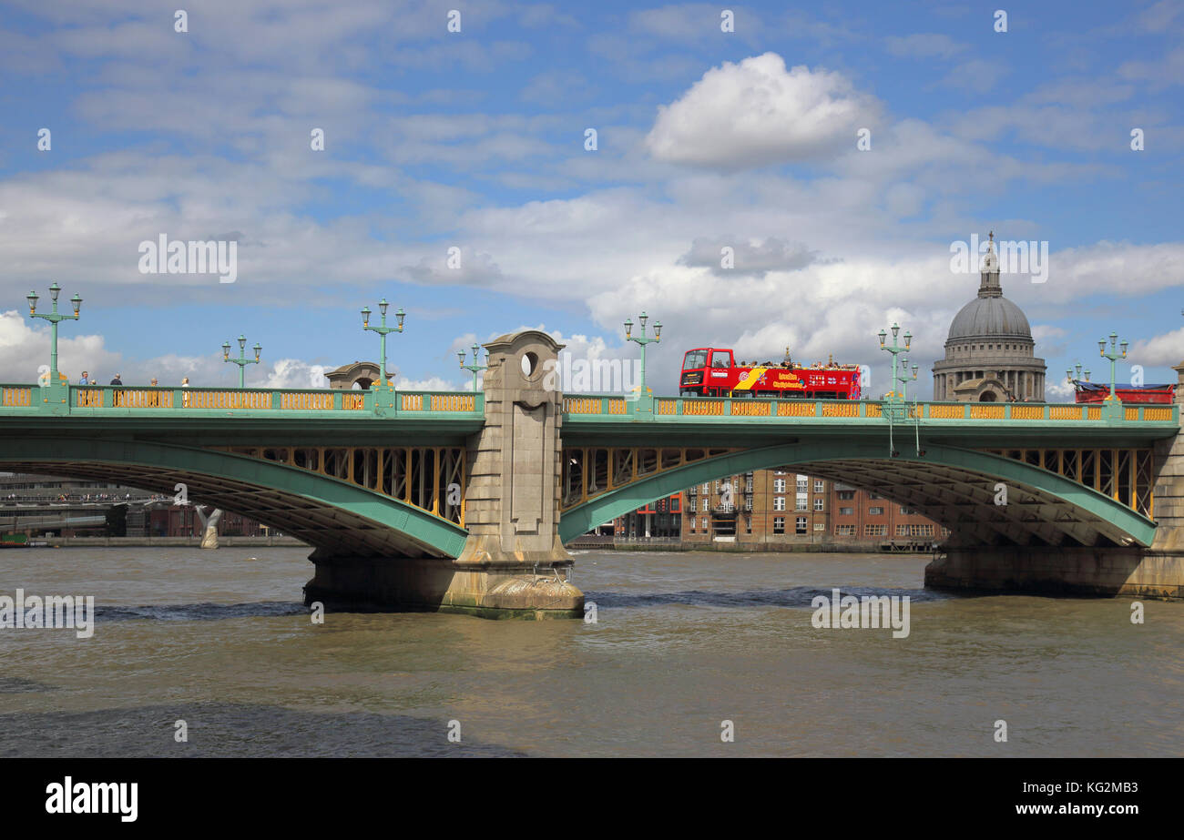 southwark bridge across the river thames with St Pauls in the