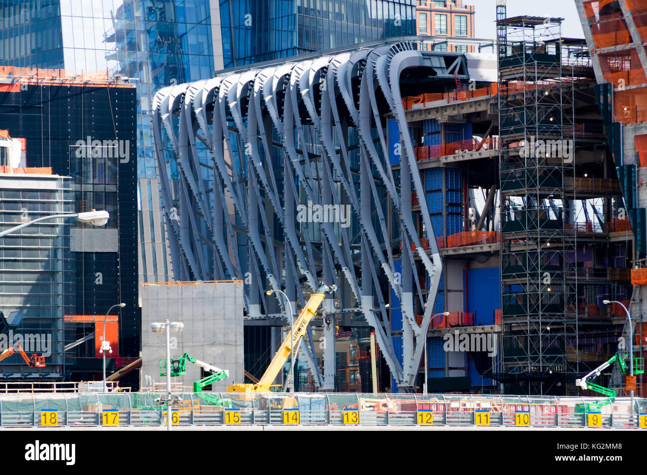 New York construction places. New buildings with Scaffolds. Manhattan. Stock Photo