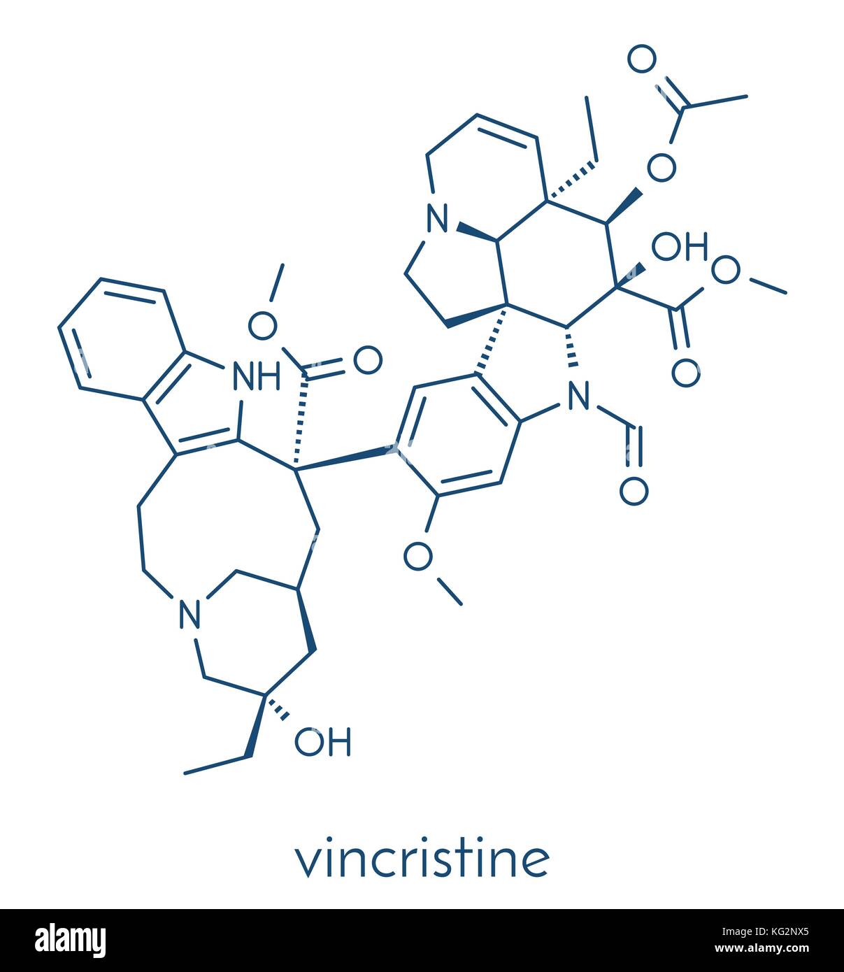 Vincrinstine cancer drug molecule (vinca alkaloid class). Skeletal formula Stock Vector Image