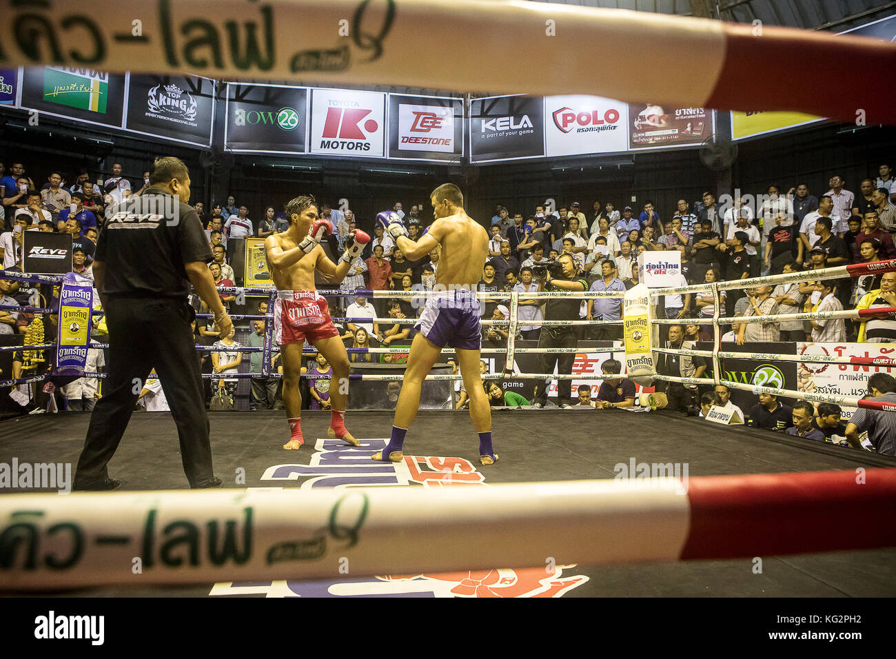 Muay Thai boxers fighting, Bangkok, Thailand Stock Photo Alamy