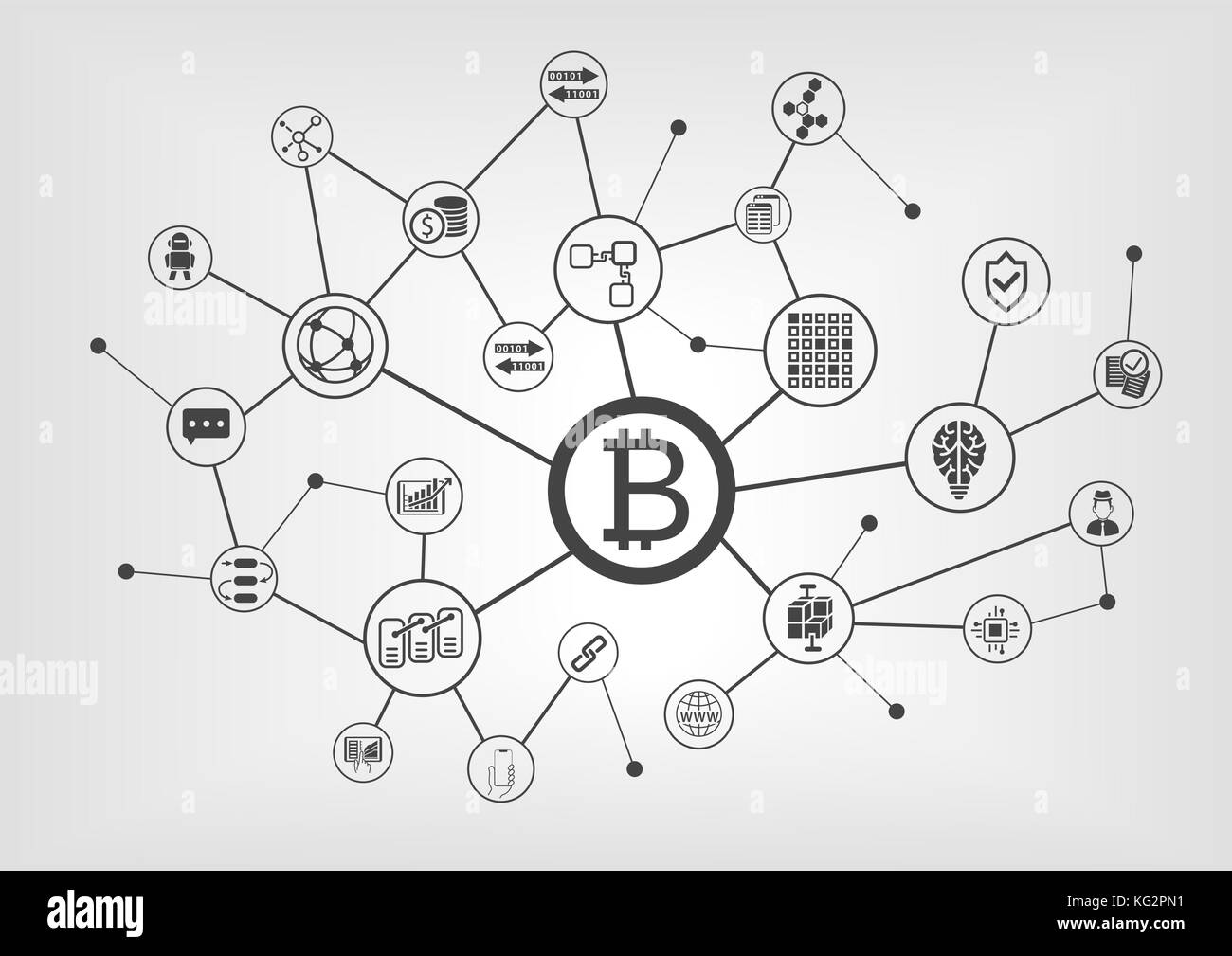 Bitcoin and blockchain concept with bitcoin symbol displayed on frameless touchscreen of modern bezel free smartphone Stock Vector