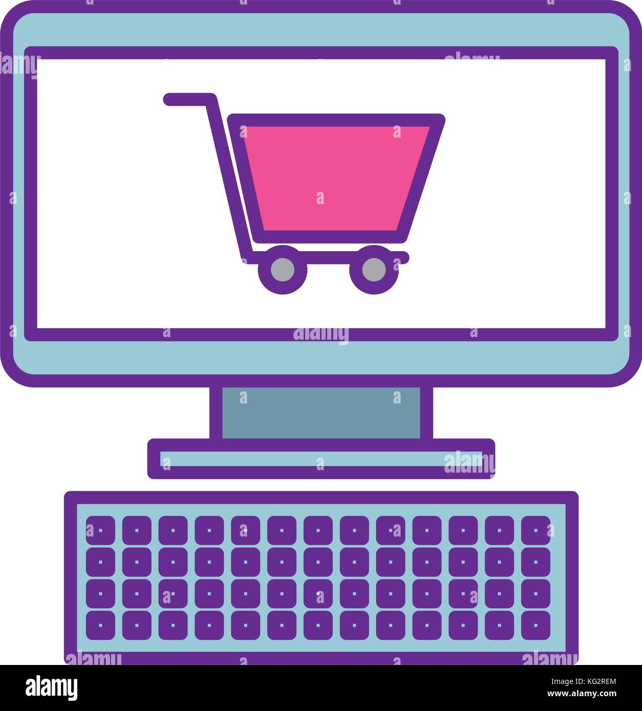 computer and shopping cart online virtual market Stock Vector Image ...
