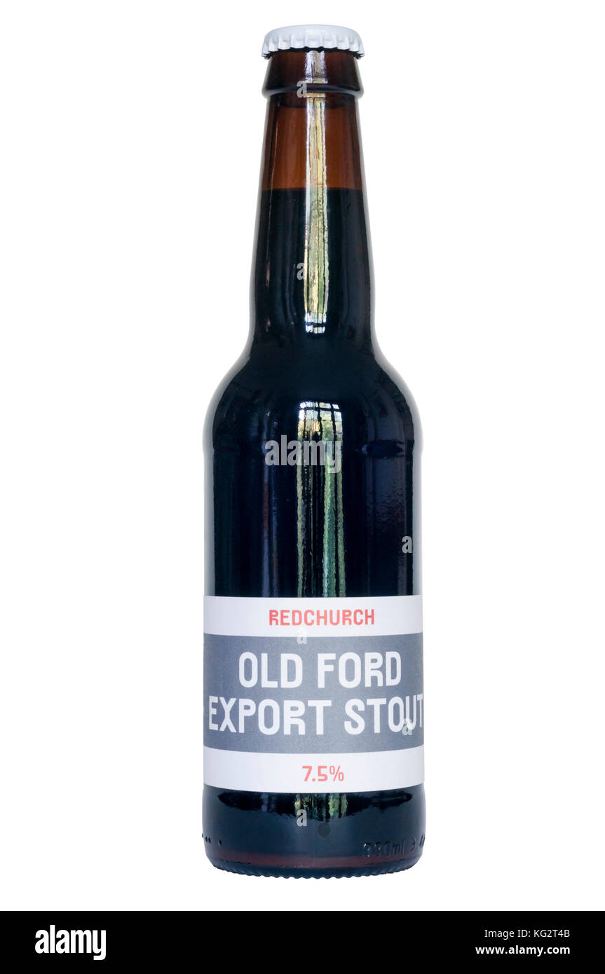 A bottle of Old Ford Export Stout, by the Redchurch Brewery.  It has a strength of 7.5% ABV. Stock Photo