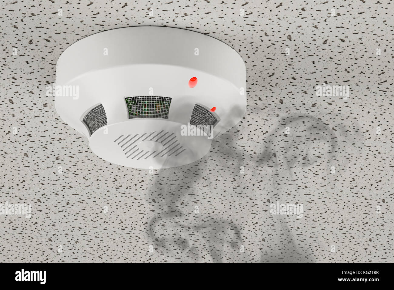 Smoke detector of fire alarm in action, 3D rendering Stock Photo - Alamy