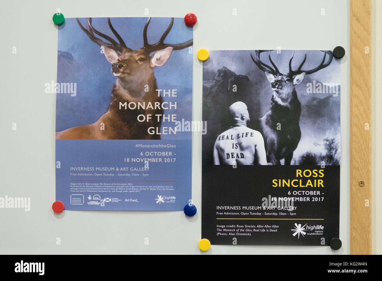 The Monarch of the Glen posters, Inverness Museum and Art Gallery, Scotland, UK Stock Photo