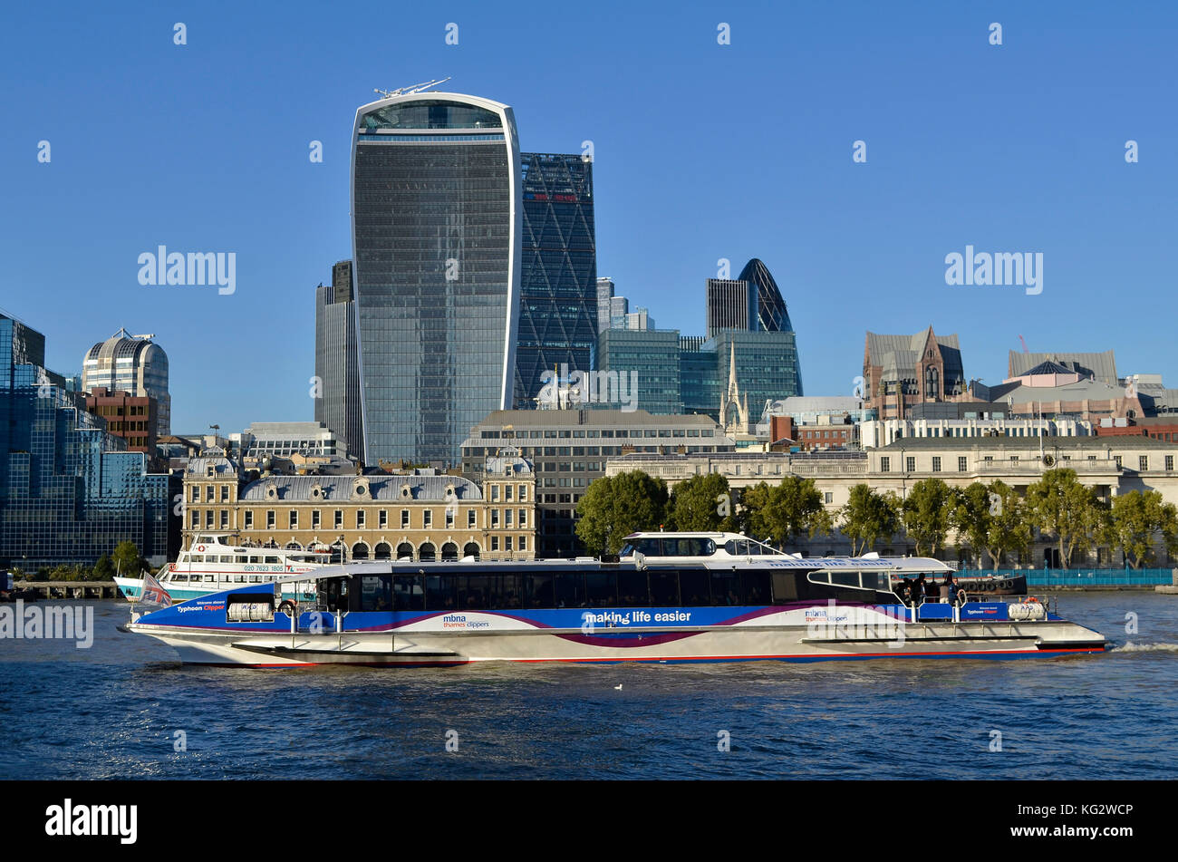 Financial District, London, UK. 20 Fenchurch Street, Leadenhall Building, Tower 42, and Gherkin all visible. Stock Photo