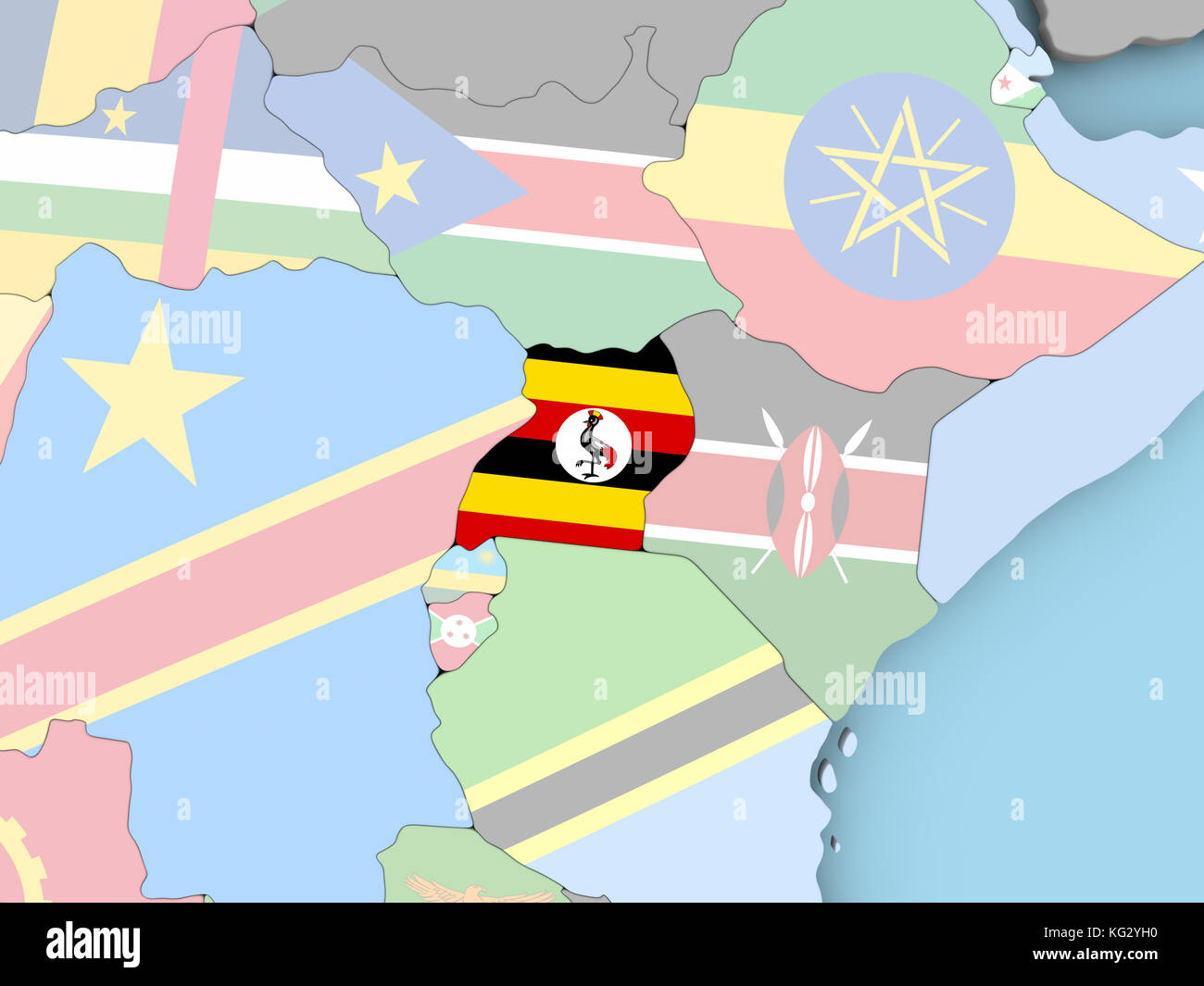 Tanzania with embedded flag. 3D illustration Stock Photo - Alamy