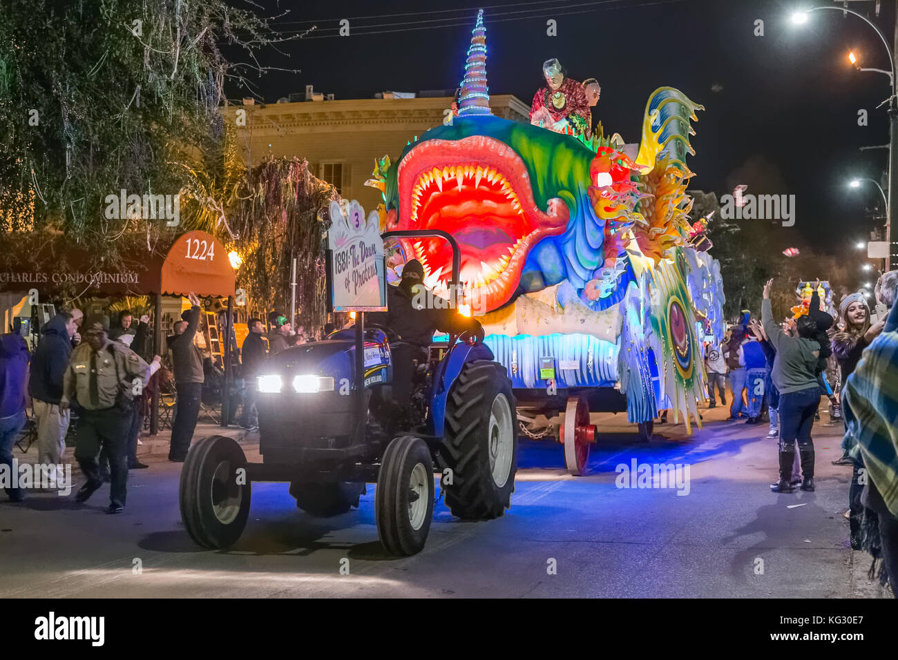 Krewe of Proteus in parade during Mardi Gras in New Orleans, Louisiana