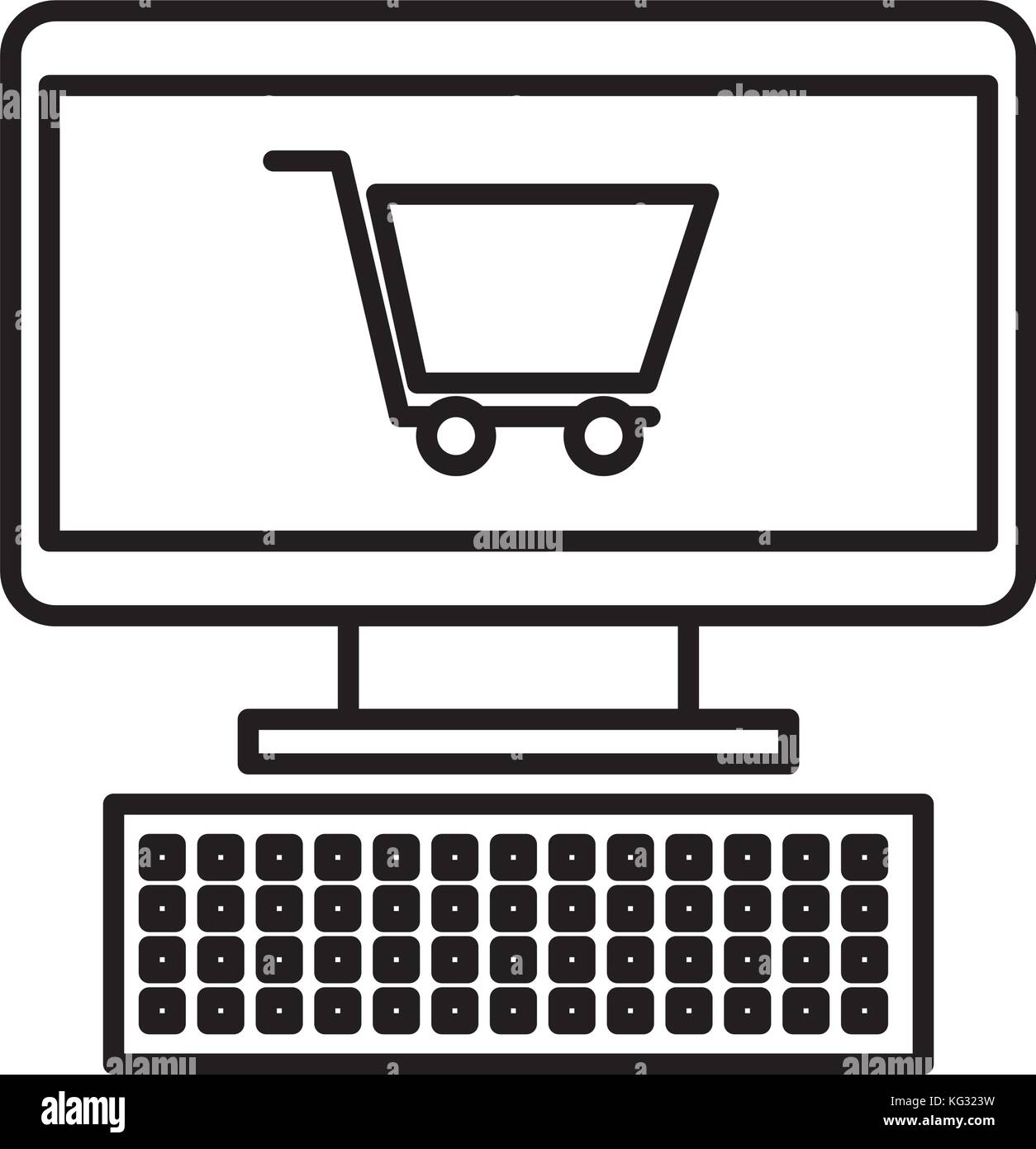 computer and shopping cart online virtual market Stock Vector Image