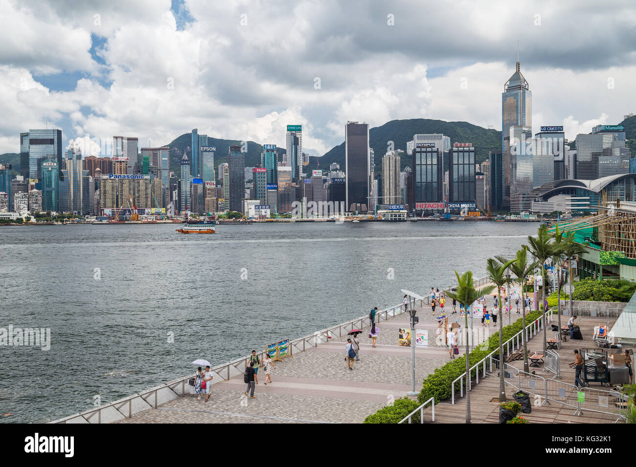 Skyline of Hong Kong Downtown and Avenue of Stars, Hong Kong Stock ...