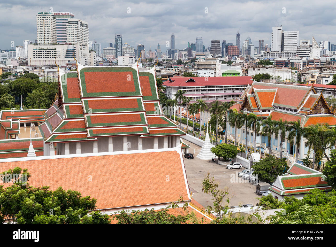 View of Wat Saket from Golden Mountain, Bangkok, Thailand Stock Photo