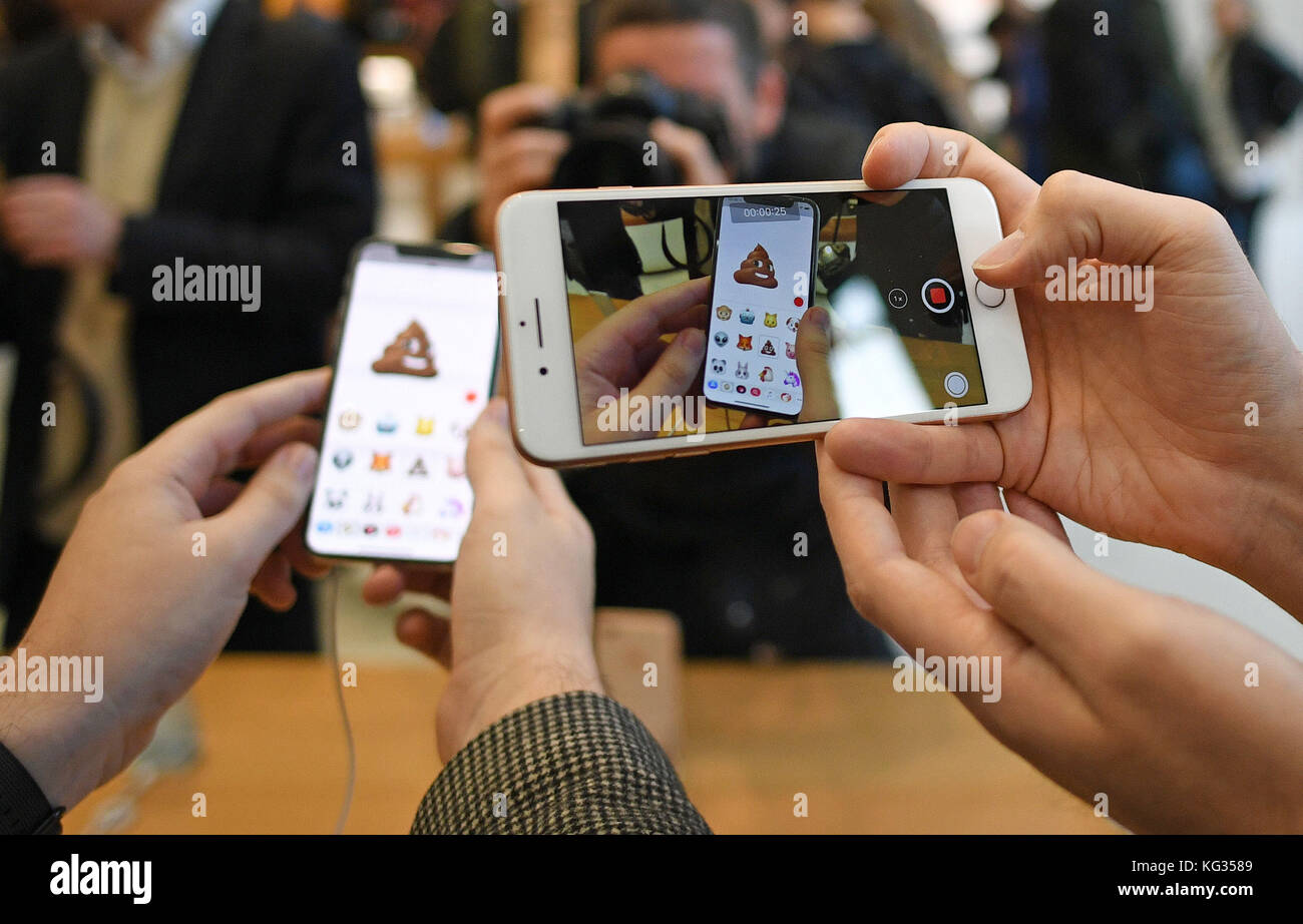 A Person Films The New IPhone X Being Used At The Apple Store On Regent   A Person Films The New Iphone X Being Used At The Apple Store On Regent KG3589 