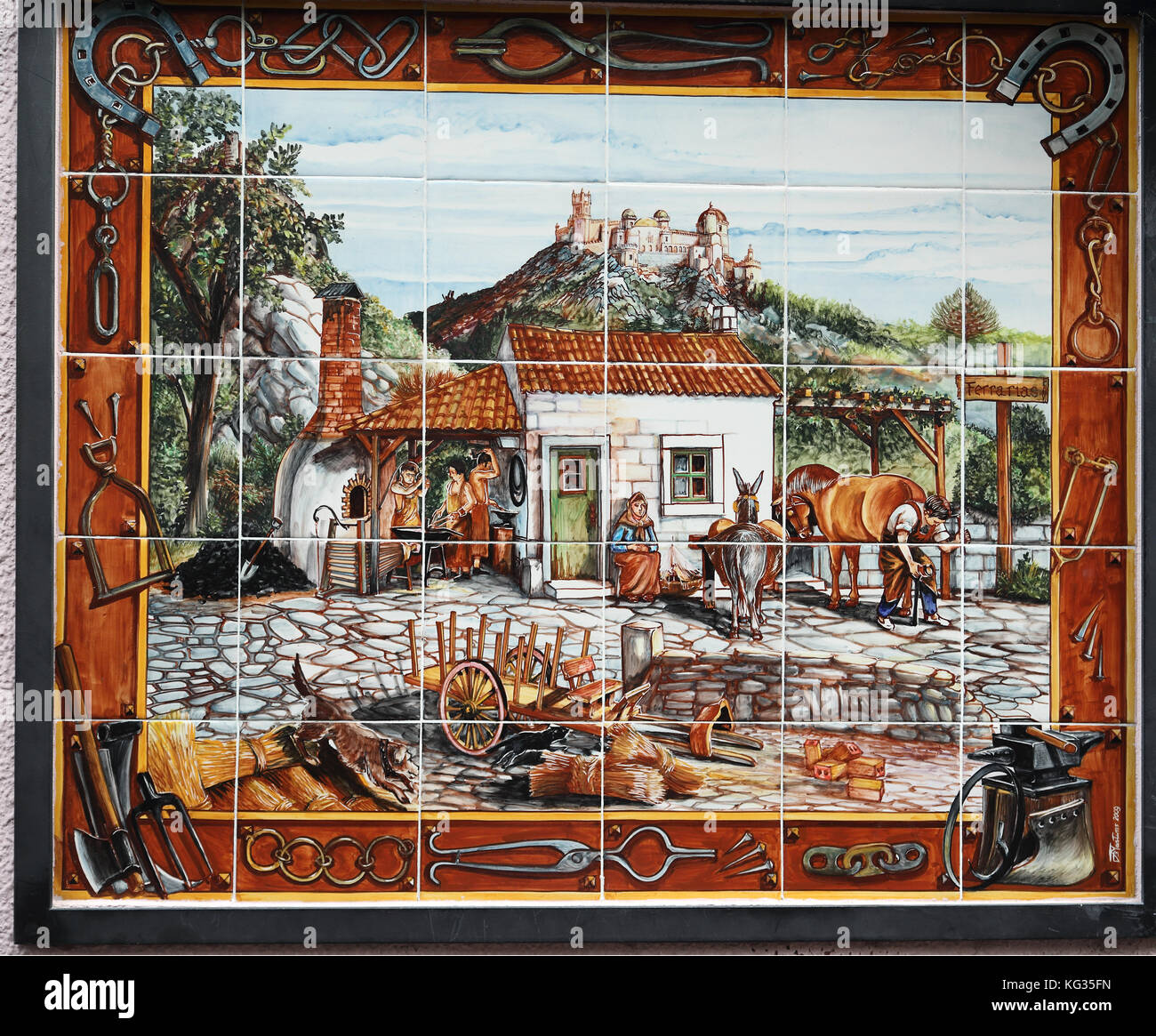 Typical tile artwork for sale in Sintra, Portugal Stock Photo Alamy