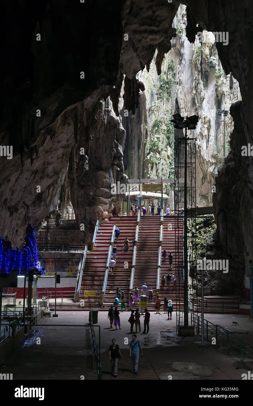 Stairs to Ramayana cave in Batu Caves complex, Malaysia Stock Photo
