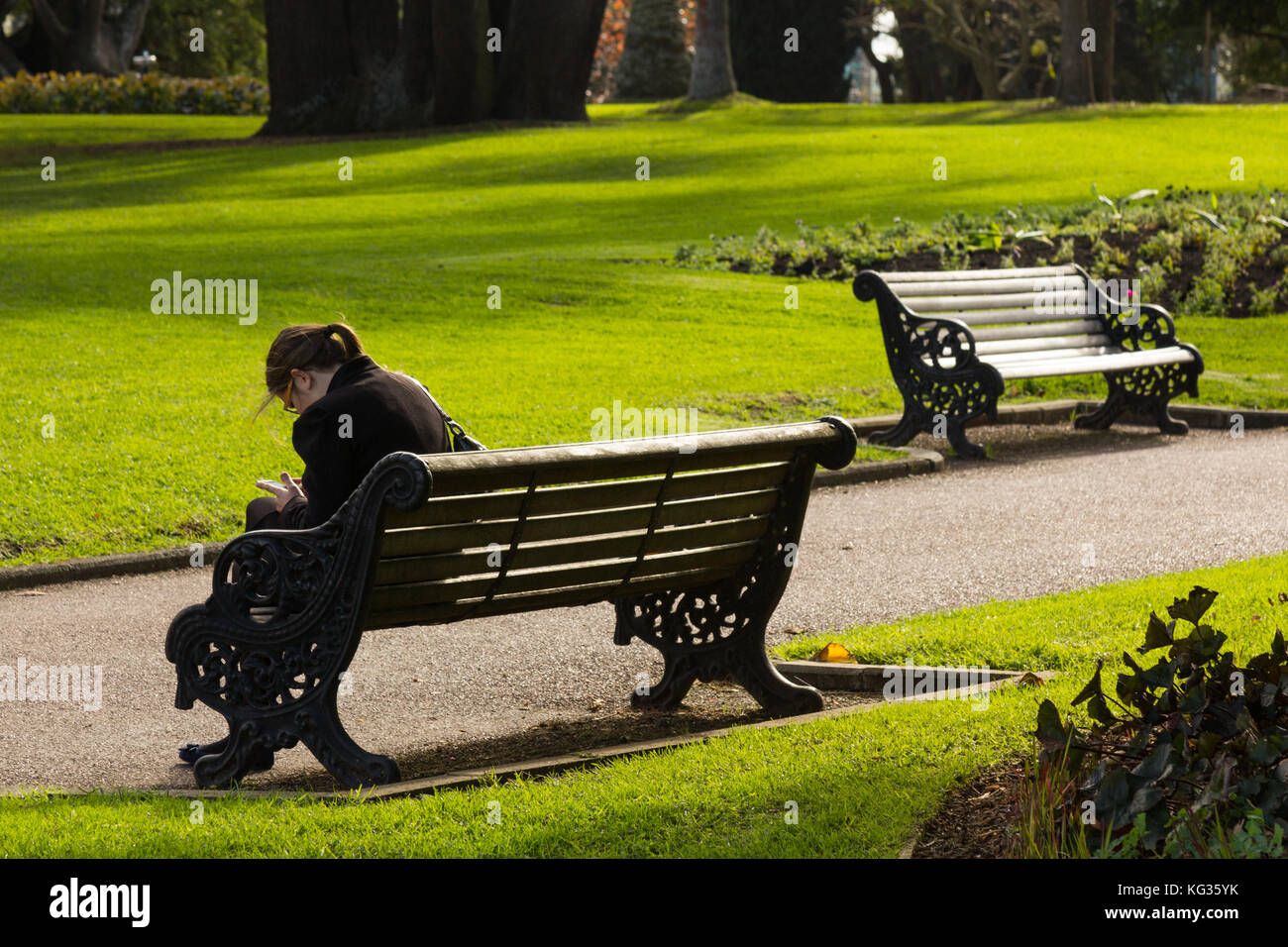 Relaxing in Albert Park, Auckland, New Zealand Stock Photo